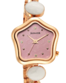 Sonata Utsav Pink Dial Rose Gold Bi Metal Strap Watch for Women