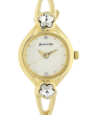 Sonata Quartz Analog Champagne Dial Metal Strap Watch for Women