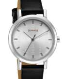 Ladies Essentials Silver Dial Leather Strap Watch for Women