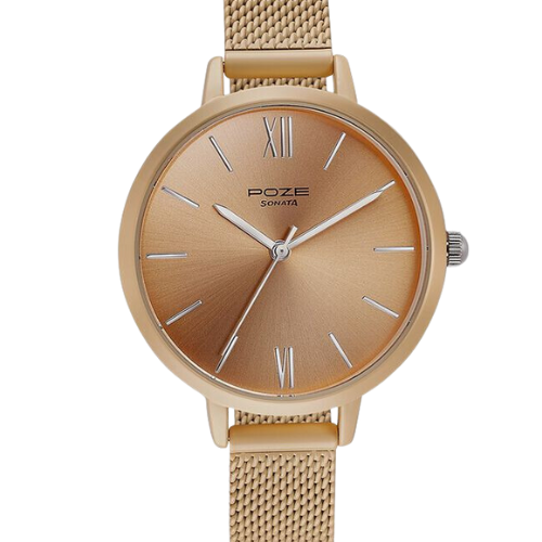 Sonata Poze Quartz Analog Beige Dial