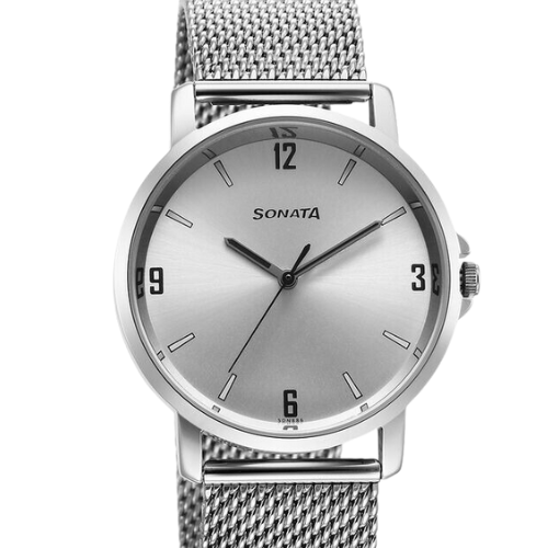 Sonata Quartz Analog Silver Dial Watch for Men