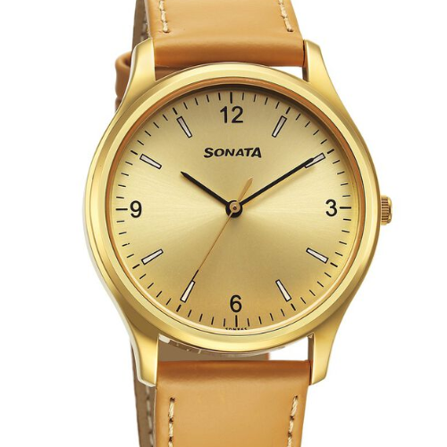Sonata Quartz Analog Champagne Dial Watch for Men