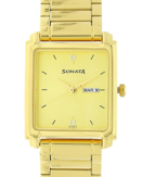 Sonata Quartz Analog with Day and Date Champagne Dial