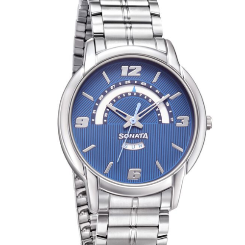 Sonata RPM Quartz Analog with Day and Date Blue Dial