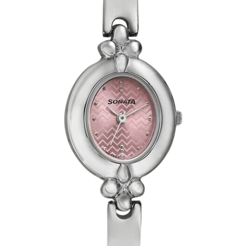 Sonata Quartz Analog Pink Dial Metal Strap Watch for Women