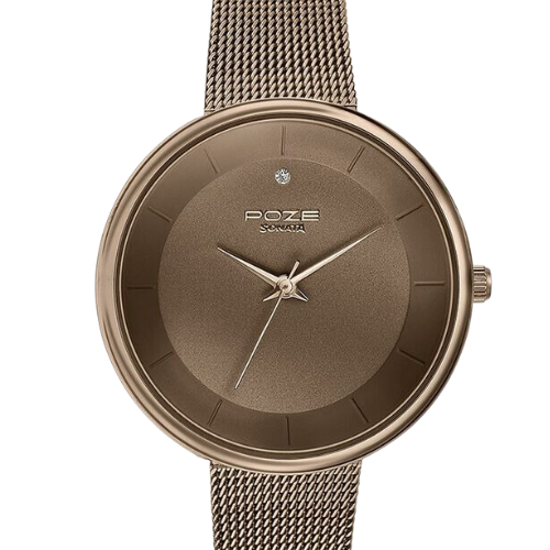 Sonata Poze Quartz Analog Brown Dial