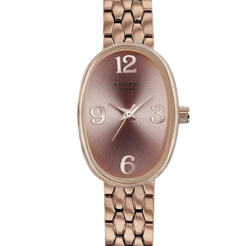 Sonata Poze Quartz Analog Rose Gold Dial Metal Strap Watch for Women