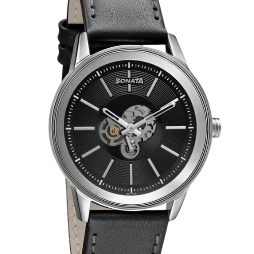 Sonata Quartz Multifunction Black Dial