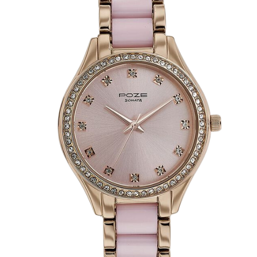 Sonata Poze Quartz Analog Pink Dial