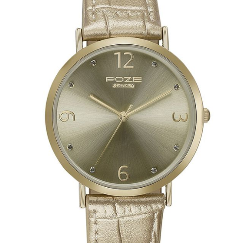 Sonata Poze Quartz Analog Golden Dial