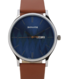 Sonata Knot Blue Dial Leather Strap Watch for Men