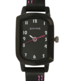 Sonata Quartz Analog Black Dial Leather Strap Watch for Women