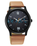Sonata Quartz Analog Black Dial Leather Strap Watch for Men