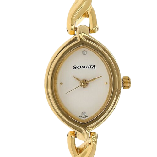 Sonata Quartz Analog White Dial Metal Strap Watch for Women