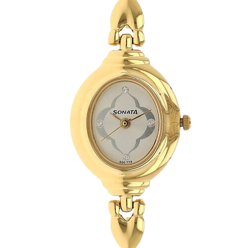 Sonata Quartz Analog Silver Dial Metal Strap Watch for Women