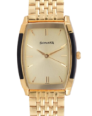 Sonata Quartz Analog Champagne Dial Stainless Steel Strap Watch for Men