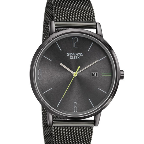 Sonata Quartz Analog with Date Grey Dial
