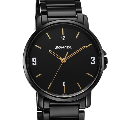 Sonata Quartz Analog Black Dial Watch for Men