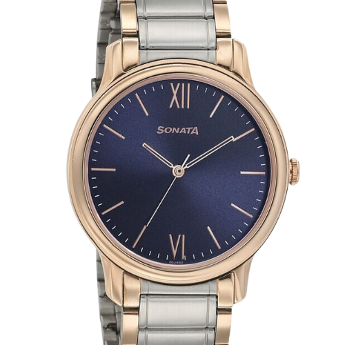 Sonata Beyond Gold Quartz Analog Blue Dial