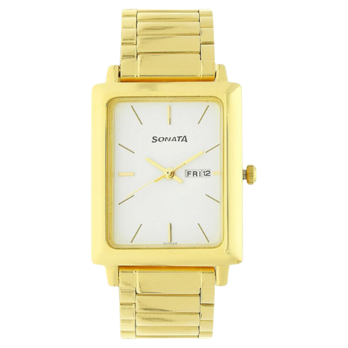 Sonata Quartz Analog with Day and Date White Dial