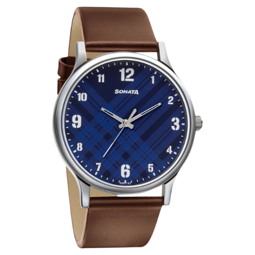 Sonata Smart Plaid Quartz Analog Blue Dial