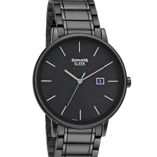 Sonata Quartz Analog with Date Stainless Steel Strap Watch for Men