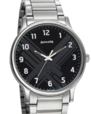 Sonata Smart Plaid Quartz Analog Black Dial Stainless Steel Strap Watch for Men