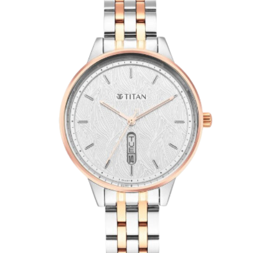 Titan Women's Precision Simplicity Watch: Grey Gradient Dial with Stainless Steel Strap