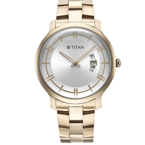 Titan Classic Distincta Silver Dial Analog with Date Stainless Steel Strap watch for Men