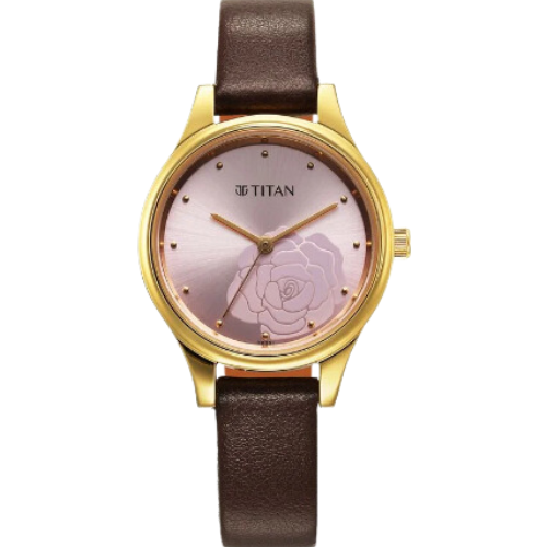 Titan Karishma Quartz Analog Pink Leather Strap for Women