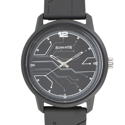 Sonata Quartz Analog Black Dial
