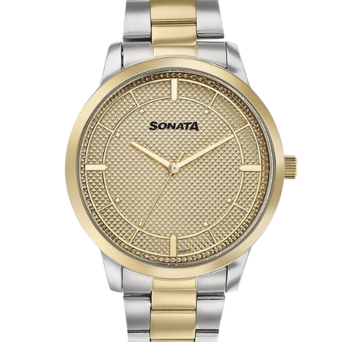 Sonata Quartz Analog Golden Dial