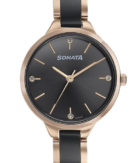 Sonata Quartz Analog Black Dial