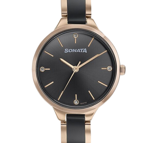 Sonata Quartz Analog Black Dial