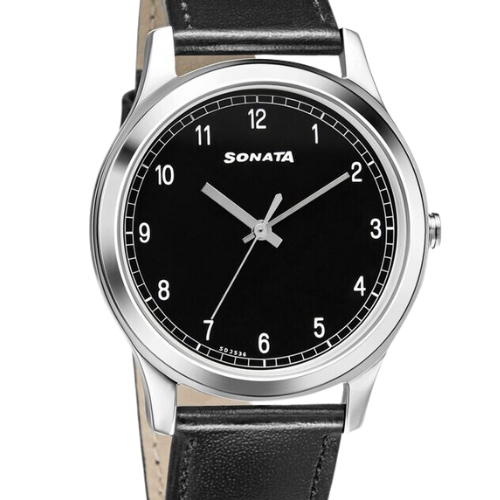 Sonata Quartz Analog Black Dial