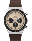 Q Timex 40mm Leather Strap Watch