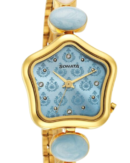 Sonata Utsav Blue Dial Yellow Bi Metal Strap Watch for Women