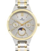 Titan Women's Elegance Monophase Two-Tone White Dial Watch