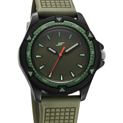 SF Sporty Green Dial Polyurethane Strap Watch for Men