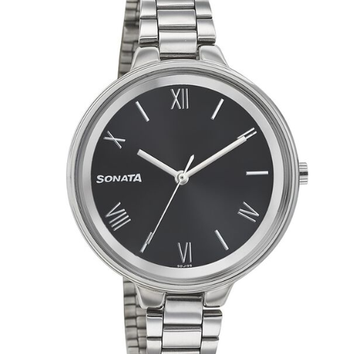 Sonata Quartz Analog Black Dial