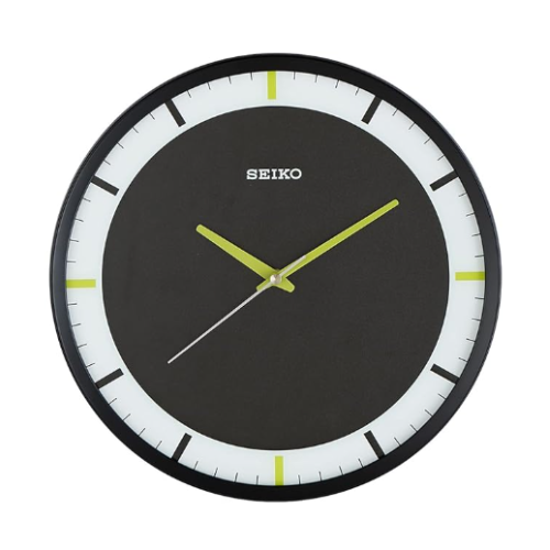 SEIKO Elegant Round Black Plastic Analog Home Decor Wall Clock