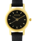 Sonata Quartz Analog Black Dial