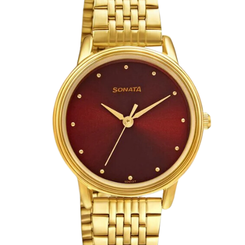 Sonata Gold Edit Maroon Dial