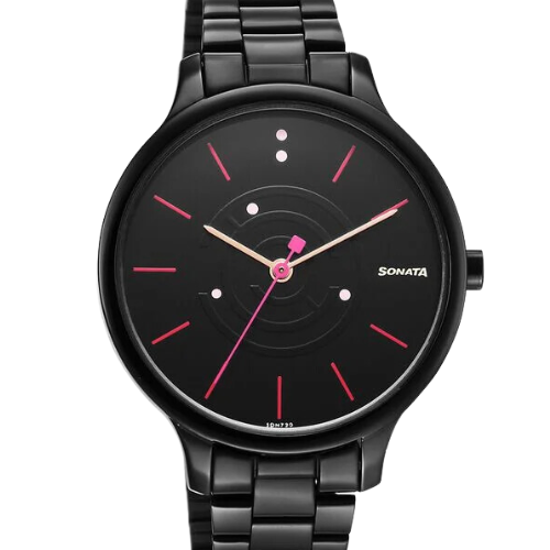 Sonata Play Black Dial Watch for Women
