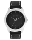Sonata Quartz Analog with Date Black Dial