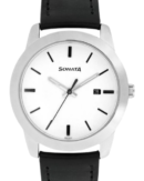 Sonata Quartz Analog with Date White Dial