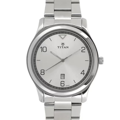 Titan Workwear White Dial Analog with Date Stainless Steel Strap watch for Men