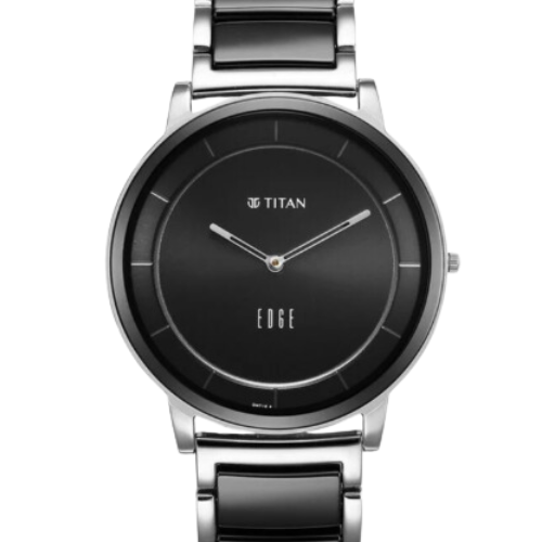 Titan Edge Fusion Quartz Analog Black Dial