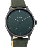 Titan Workwear Green Dial Analog Leather Strap Watch for Men