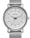 Titan Workwear Quartz Analog Silver Dial Stainless Steel Strap Watch for Men